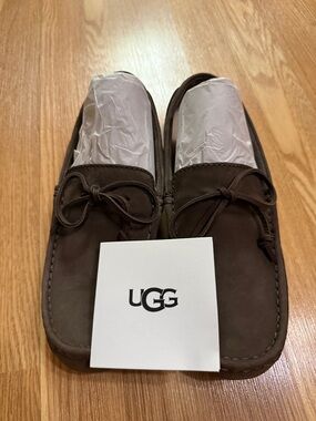 UGG Chocolate Brown Suede Bow Moccasin Slippers US7 25cm new with box